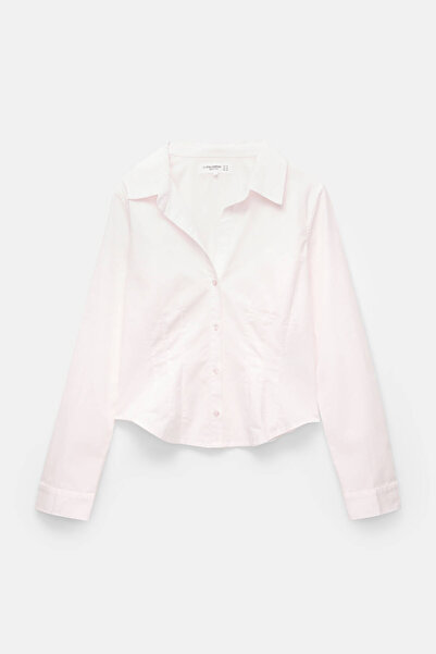 Pull & Bear Fitted poplin shirt with pleats