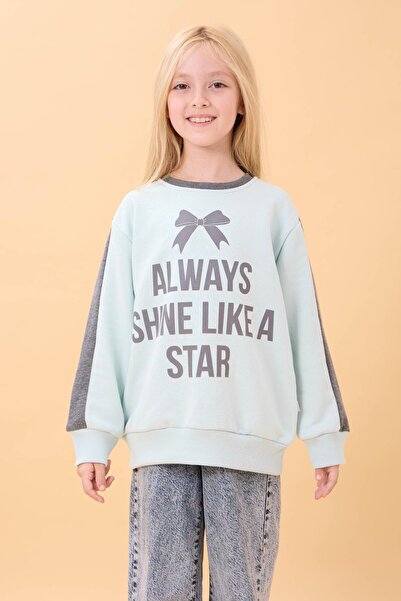 Perendi Детска блуза с принт за момичета, подходяща за велосипед, ментово зелена