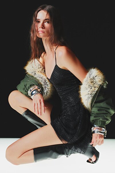 Bershka Tül parlak mini elbise