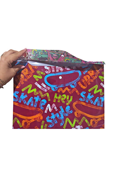 Limmy Skateboard Skate Pattern Snap Fastener Envelope File - 1 Piece