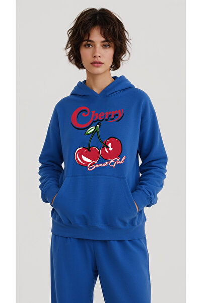 trendypassion Hanorac oversize unisex cu design imprimat cu cireșe Sweet Girl