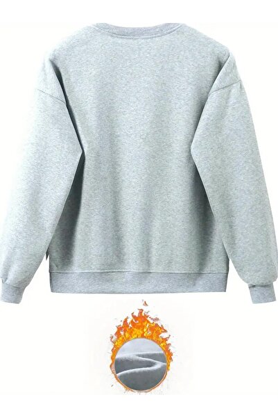 WOODROFFE Ανδρικό σετ αθλητικής φόρμας με λαιμόκοψη με στάμπα αεροπλάνου, μαύρο και γκρι, oversize