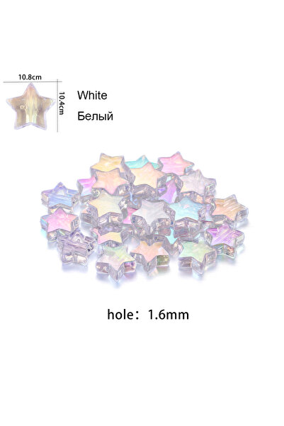Choice5 100pcs White 100pcs Acrylic Spacer Loose Beads Five-pointed StarTrans...