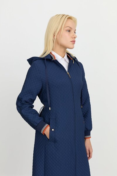 Nihan İnce Kapitone Ribanalı Kap Lacivert