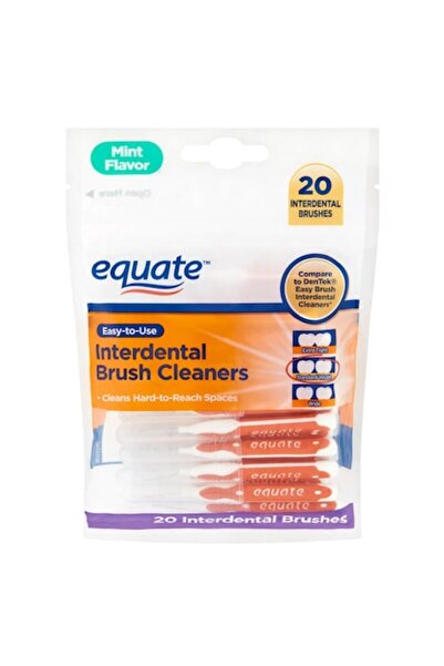 equate Set 20x Interdental Brushes, Equate, For Deep Cleaning, with Cover, Mint Flavor, Size M, Orange