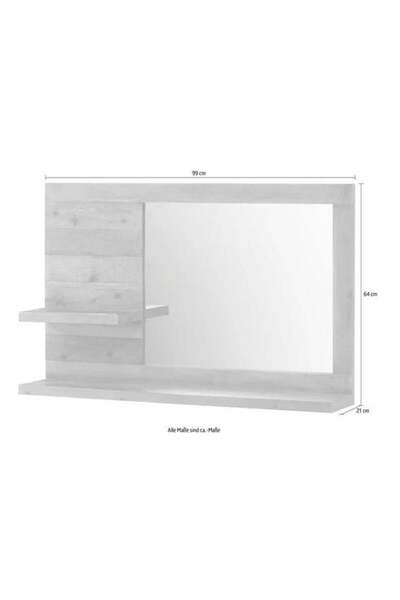 Otto Home Affaire wall shelf with mirror, wood/glass, , 99 x 64 x 21 cm