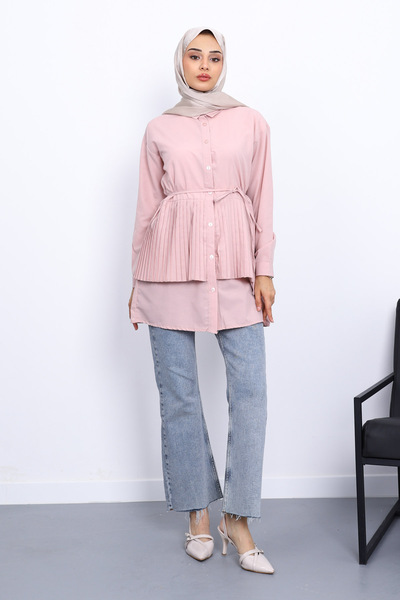 İmajButik Pink Side Tie Poplin Tunic