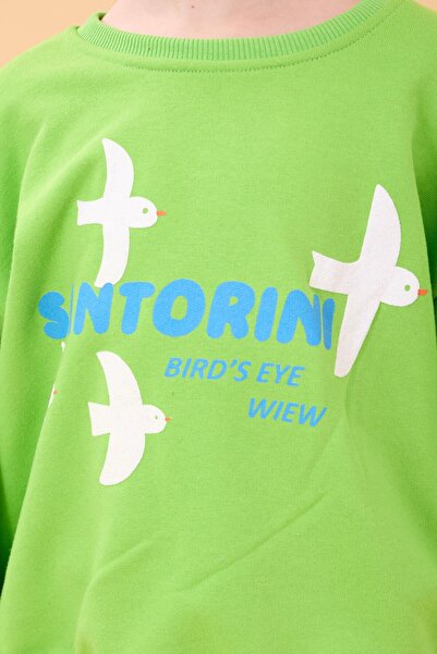 Perendi Εποχιακό φούτερ για κορίτσια με στάμπα Σαντορίνης, πράσινο