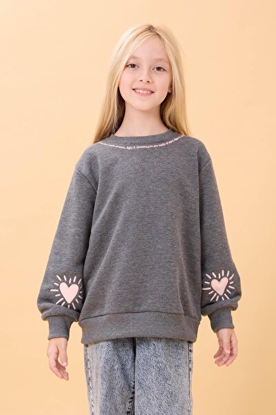 Perendi Детска блуза с принт за момичета, подходяща за велосипед, антрацит