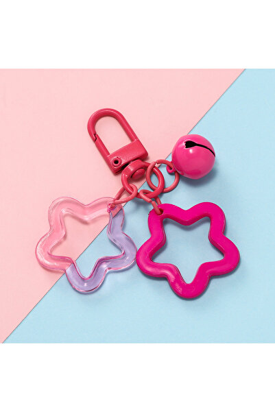 Choice سلسلة مفاتيح على شكل نجمة أكريليك وردية اللون، قطعة واحدة، مع قلادات ص...