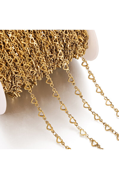 Choice سلسلة ذهبية بطول متر واحد من الفولاذ المقاوم للصدأ على شكل قلب خوخي مجوف، مادة لصنع سوار وقلادة وكحل