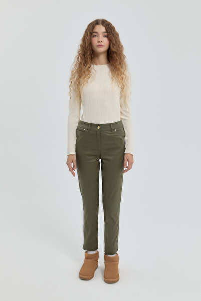 Nihan Dar Paça Pantolon Haki