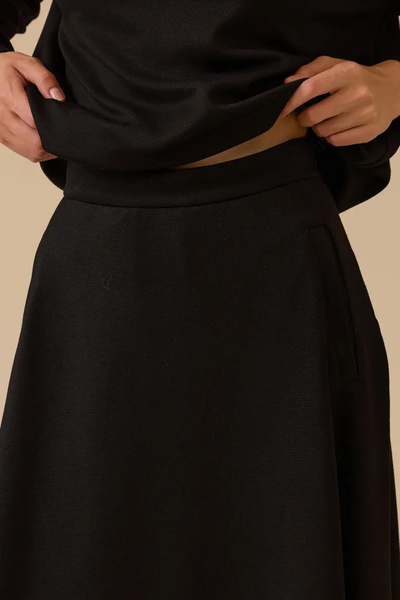 SEÇİL Women's Basic Flared Long Skirt - Black