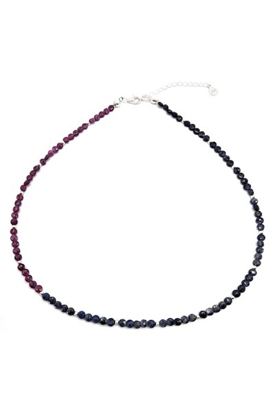 Lexy's Boutique Colier ajustabil, argint 925, Lexy's Boutique, pietre semipretioase rubin si safir, max 45 cm