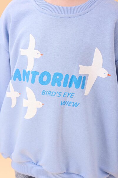 Perendi Εποχιακό φούτερ για κορίτσια Oversize με στάμπα Σαντορίνης Μπλε
