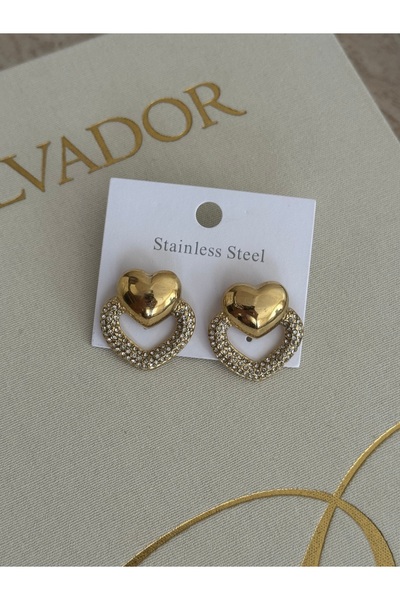 LUXSTONE Heart Zircon Stone Gold Earrings