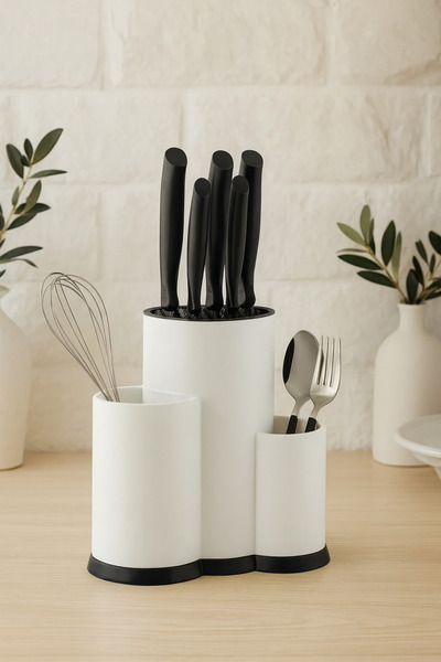 DİVAYS Suport vertical pentru linguri și cuțite, cu compartimente, organizato...