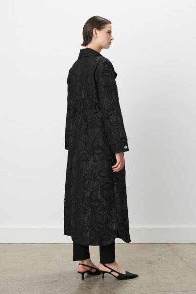 Nihan Beli Büzgülü Dokulu Jakar Kap Siyah