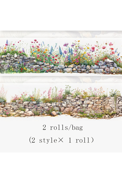 choice2 A 2 Roll PET Tape Green Field Flower Wall Series Sealing Stickers Alb...