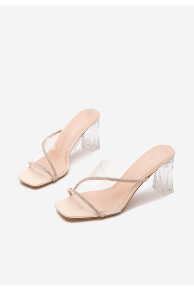 B T Shoes Mule με τακούνι Pery μπεζ