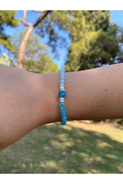 Assu Aksesuar Apatit Doğal Taş Boncuk Kolye Bileklik Takım