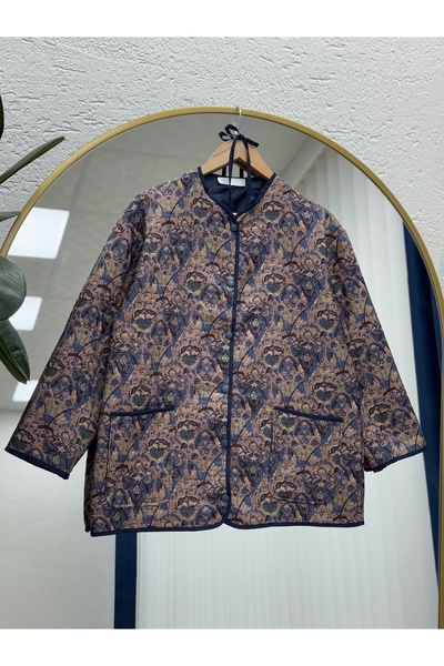 BENAHOLL Μπουφάν με μοτίβο με διπλή τσέπη με κουμπώματα Elique-BN4325 Indigo