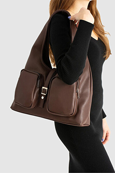 LOVELYSTORE Geantă de umăr Isador cu buzunar dublu, cu fermoar și detaliu cu ...