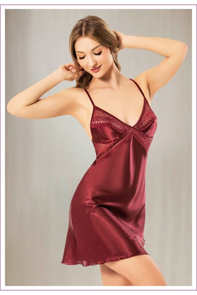 DynamicLeggings Satin Lace Nightgown with Straps-2142