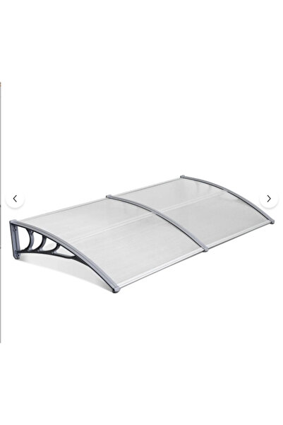 SUNDURMAGROSS Kapı Üstü Pratik Sundurma 200 X 80 cm Gri Ayak Şeffaf Levha