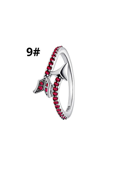 Choice AMR031-9 New 925 Silver Ring Colorful Zircon Heart Arrow Ring Set Earrings Necklace Sparkling DIY W