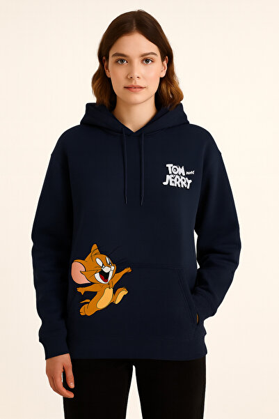 CLASSY.MODA Unisex Hooded Sweatshirt - 3 Thread Ruched - Tom and Jerry Printed - Comfortable Casual Hoodie