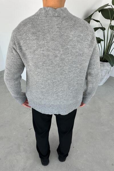 HAFKAGİYİM Gray Basic Soft Relaxed Cardigan