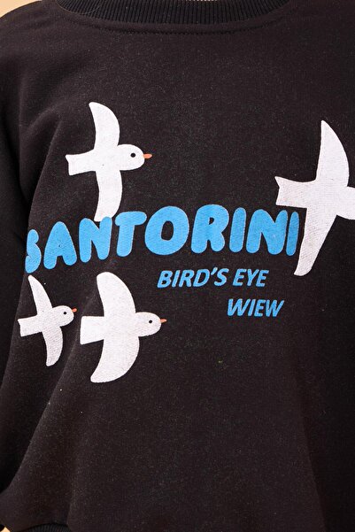 Perendi Εποχιακό φούτερ για κορίτσια Oversize με στάμπα Σαντορίνης Μαύρο