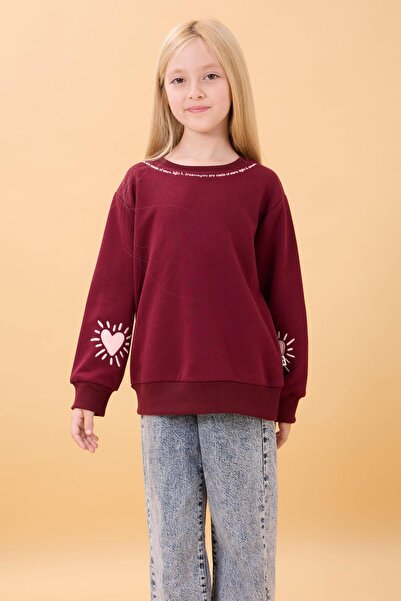 Perendi Детска блуза с принт за момичета, подходяща за велосипед, бордо