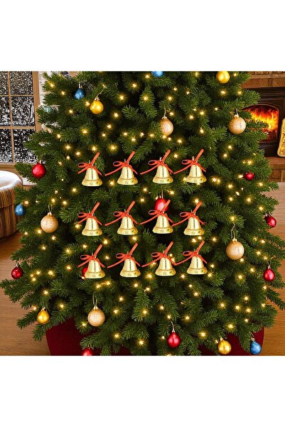 ART PINE 9-Piece Christmas Tree Ornament Set with Gold Ribbon Bell - Christmas Party Entertainment