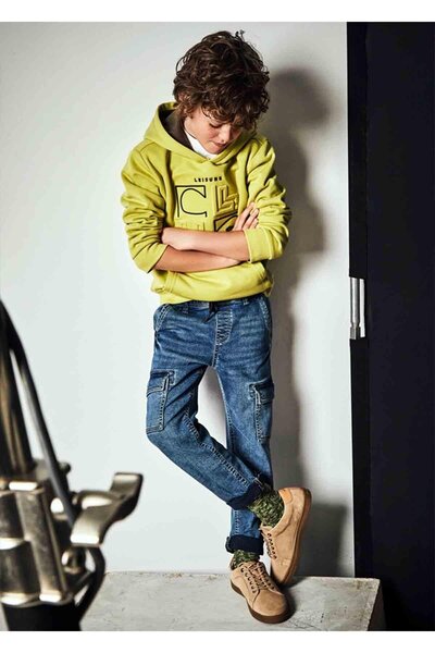 MAYORAL Kışlık Erkek Çocuk Denim Kargo Pantolon - Mavi