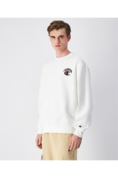 Champion سترة رياضية بياقة مستديرة للرجال باللون الأبيض - 221194-WW048