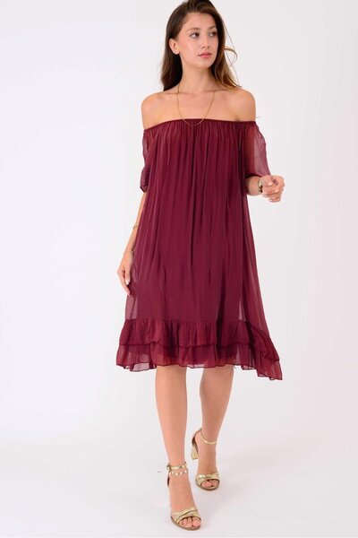 Park Moda 9606 Madonna Collar Short Silk Dress