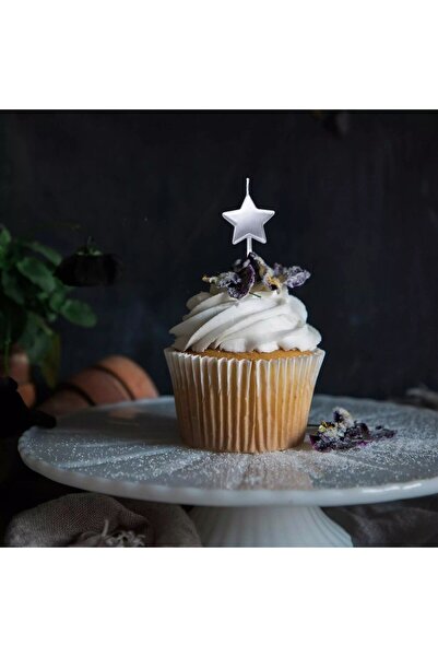 Flippy Cake Candle, Flippy, Star Pattern, Party, 8.5 x 3.2 cm, Silver