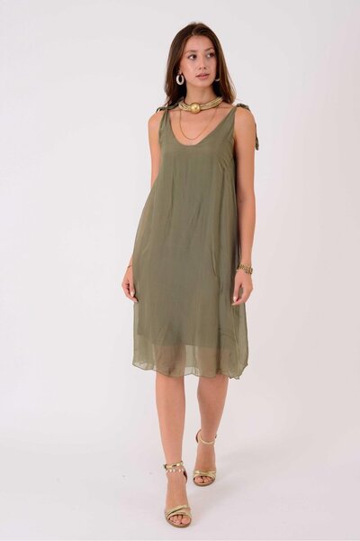 Park Moda 62171 Silk Dress with Strapless Straps