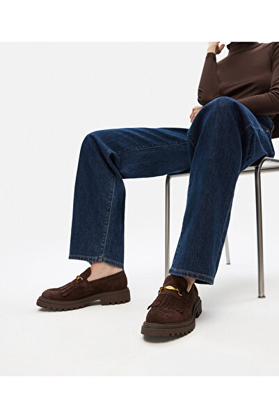 İpekyol %100 deri metal tokalı makosen