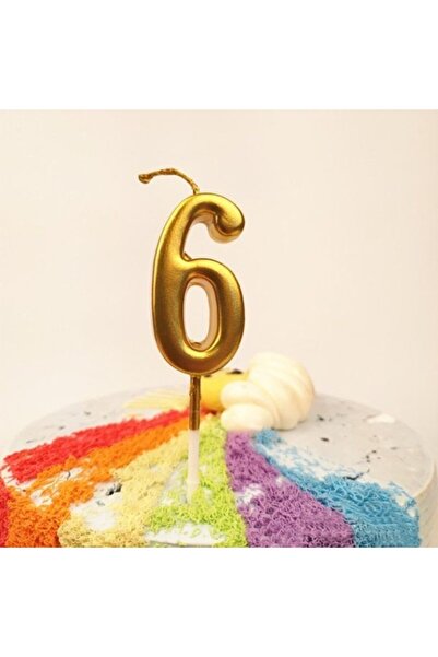 Flippy Cake Candle, Flippy, Model Number 6, Party, 4.5 x 2.5 cm, Paraffin, Gold