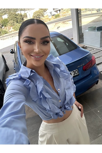 NEW STATION Fırfır detay gömlek