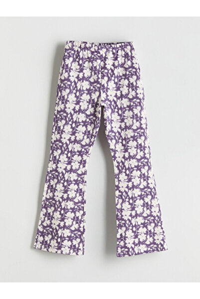 LC Waikiki Elastic Waist Floral Flared Girls' Leggings