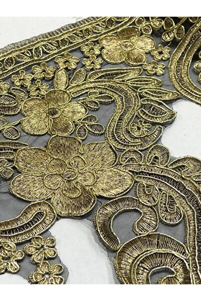 karantuhafiye Metallic Glitter Guipure Applique Ribbon – 25 cm Width – 1 Meter (6 Appliques)