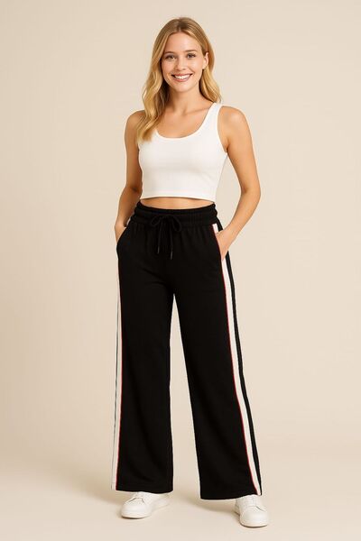 enmodaiçgiyim Μαύρο φούτερ από ελαστικό βαμβακερό ύφασμα υψηλής ποιότητας με φαρδιά πόδια και τσέπες - Casual, άνετο και χαλαρό