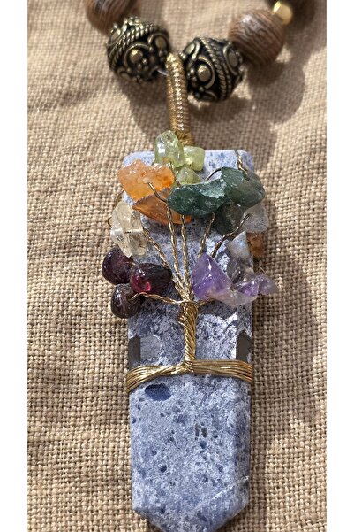 trendbysena 7 Chakra Tree of Life Pendant on Natural Stone
