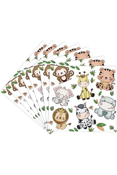 Flippy Set of 20 Table Napkins, Flippy, Jungle Print, Paper, 16.5 x 16.5 cm, Multicolor