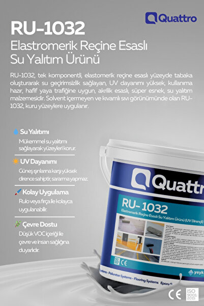 Yeykim Quattro Quattro RU-1032 Elastromerik Reçine Esaslı Su Yalıtım Ürünü