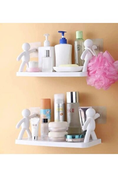 BAYSA Siyah Rambo Süper Yapışkanlı Raf (Banyo ve Mutfak Raf) 14X34CM